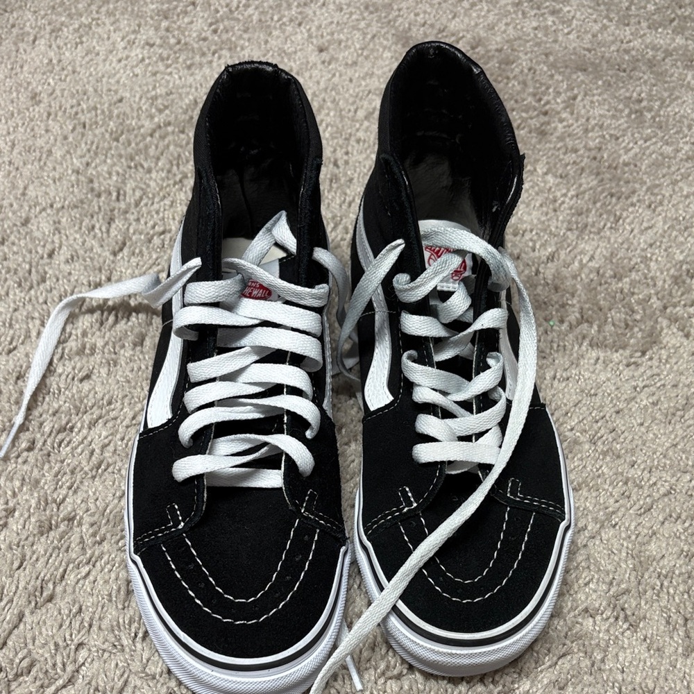 Vans Black and White Women's High-Top Skate Sneakers